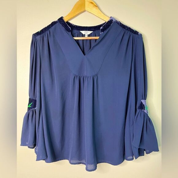 Crown and ivy navy blue embroidered tunic top size small - Picture 1 of 4